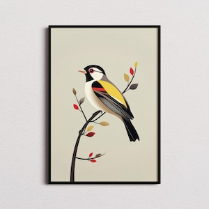 Hermosa lámina de jilguero, lámina de jilguero, póster de jilguero, arte de jilguero, arte de aves, póster de aves, láminas de aves, regalos para observadores de aves