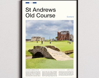 St Andrews Old Course Golf Print, St Andrews Golf Course, St Andrews Golf Print, Scotland Golf Art, St Andrews Golf Print