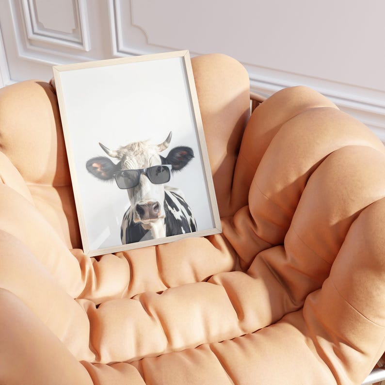 Cow In Sunglasses Print, Cow Print, Cow Poster, Funny Cow Print, Cow Art, Kids Bedroom Art, Funny Animal Print image 5