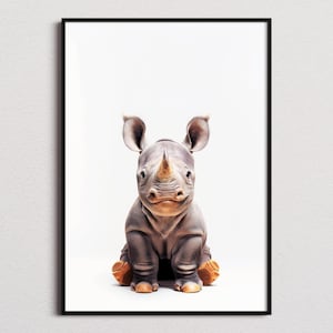 Baby Rhino Print, Rhino Poster, Rhino Wall Art, Rhino Art Print, Rhino Photo, Nursery Prints, Kids Bedroom, Rhino Print image 1