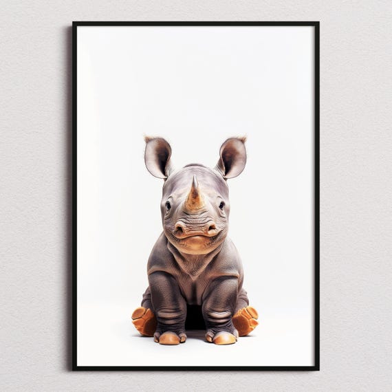 Baby Rhino Print, Rhino Poster, Rhino Wall Art, Rhino Art Print, Rhino Photo, Nursery Prints, Kids Bedroom, Rhino Print