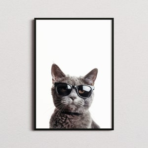 Russian Blue Cat In Sunglasses Print, Russian Blue Cat Print, Russian Blue Cat Poster, Funny Russian Blue Cat Print, Russian Blue Cat Art