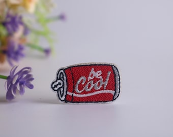 Be cool-patch, cola-patch, opstrijkpatch, geborduurde patch, grappige patch, coole patch