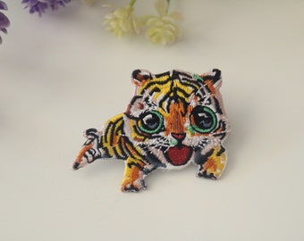 baby tiger patch, cute, iron on patch, embroidered patch, funny patch, cool patch, for vest, for tote bag