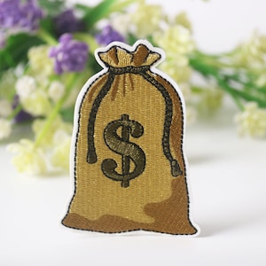 toppa per borsa dei soldi, toppa termoadesiva, toppa ricamata, toppa divertente, toppa interessante, per gilet, per borsa tote