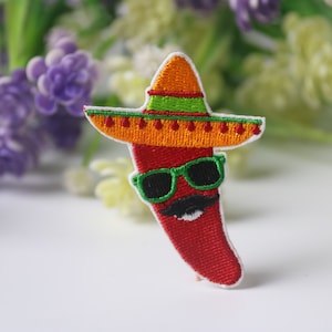 Mexico Chili patch, red pepper patch, iron on patch, embroidered patch, funny patch, cool patch, for vest, for tote bag