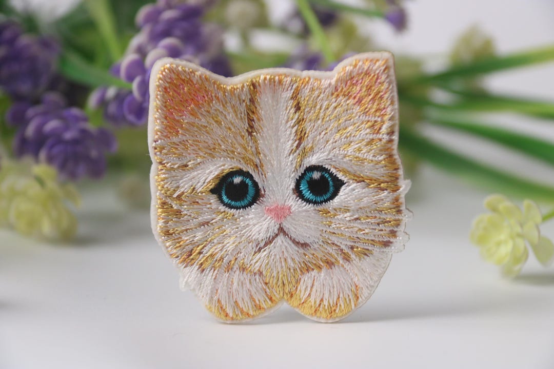 Pink Patch Kitten Gorgeous Cute Orange Kitty Patch, Cat Patch, Iron on Patch, Embroidered ...