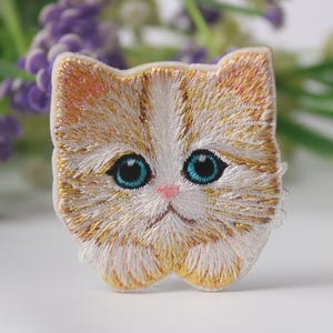 gorgeous cute orange kitty patch, cat patch, iron on patch, embroidered patch, funny patch, cool patch, for vest, for tote bag