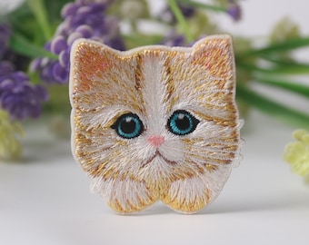 ゴージャスでかわいいオレンジ色の子猫のパッチ、猫のパッチ、アイロンパッチ、刺繍パッチ、面白いパッチ、クールなパッチ、ベスト用、トートバッグ用