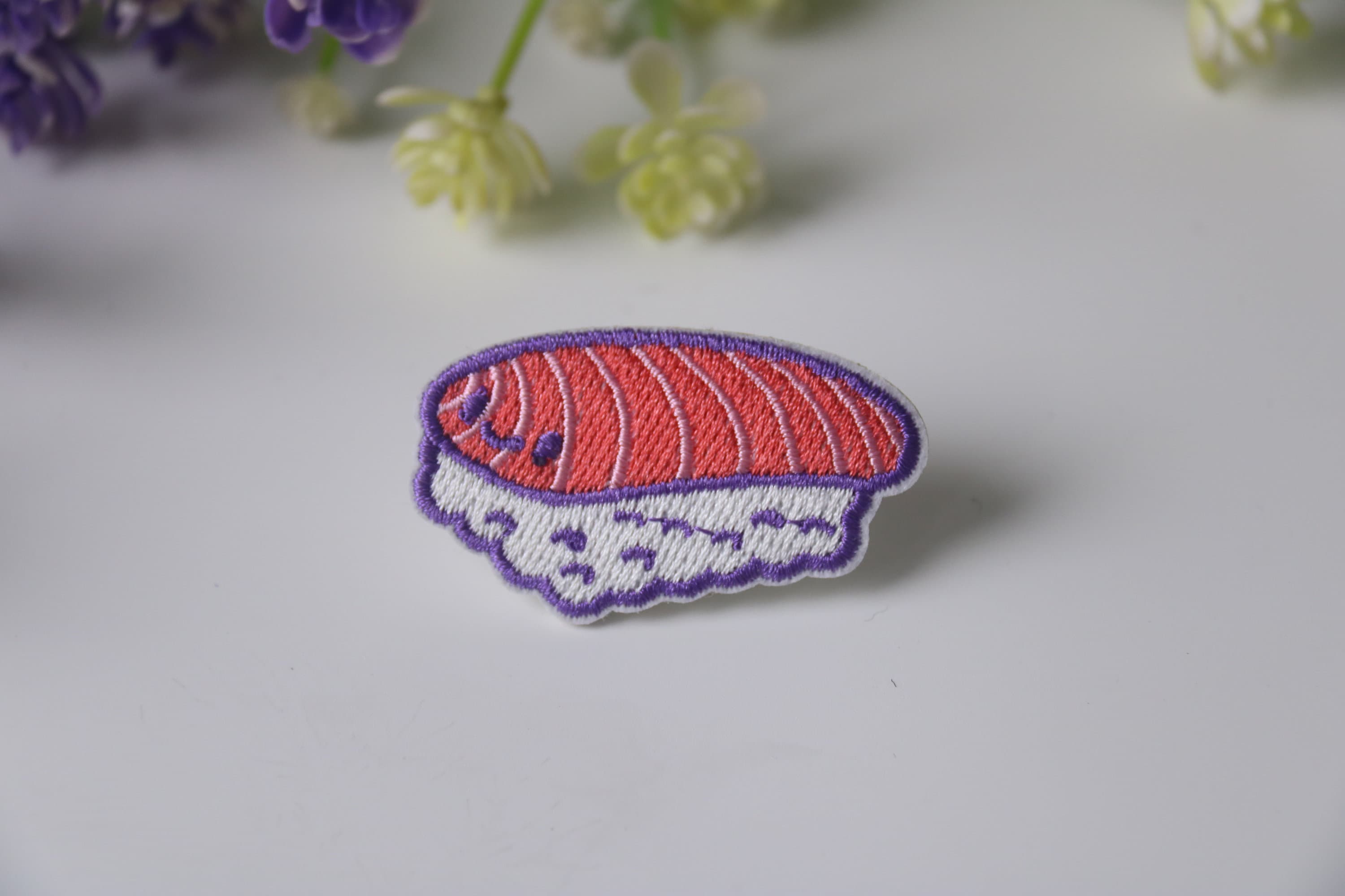 Sushi patch, food patch, iron on patch, embroidered patch, funny patch, cool patch, for vest, for tote bag