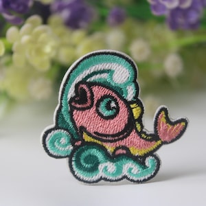 jumping Koi fish patch, fish patch, iron on patch, embroidered patch, funny patch, cool patch, for vest, for tote bag