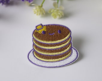 pancake patch, food patch, iron on patch, embroidered patch, funny patch, cool patch, for vest, for tote bag