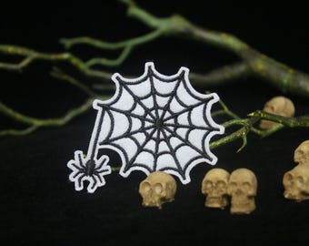 Parche de telaraña, parche para Halloween, parche termoadhesivo, parche bordado, parche divertido, parche genial, para chaleco, para bolso de mano