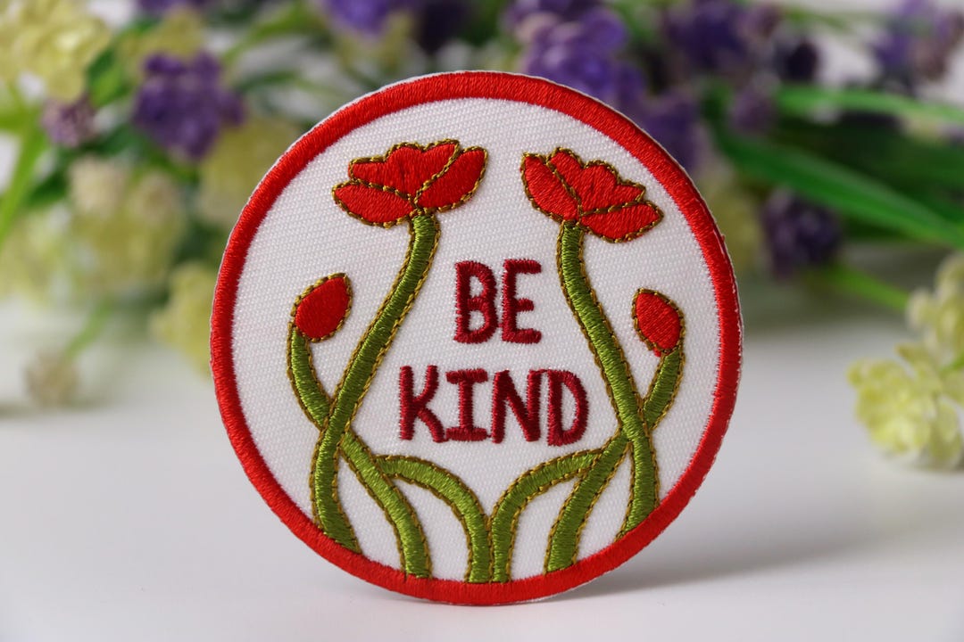 Be Kind Patch, Red Flower Patch, Iron on Patch, Embroidered Patch ...