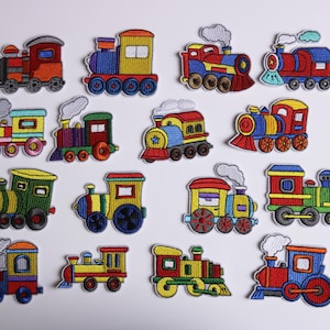 a set of 16 locomotives patch, train patch, train engine patch,  iron on patch, embroidered patch, funny patch, cool patch
