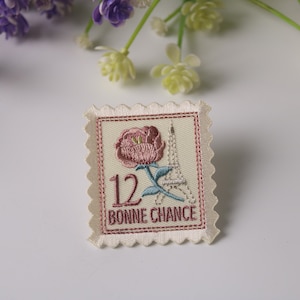 Écusson de timbre français, rose, écusson bonne chance, écusson thermocollant, écusson brodé, écusson amusant, écusson cool, pour gilet, pour sac fourre-tout