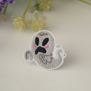 ghost patch, tiny, cute, iron on patch, embroidered patch, funny patch, cool patch, for vest, for tote bag