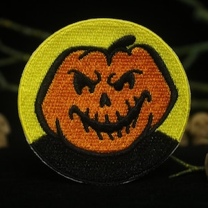pumpkin man patch, evil pumpkin patch, Halloween, iron on patch, embroidered patch, funny patch, cool patch, for vest, for tote bag