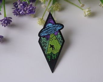 UFO Patch, Alien Patch, Bügelbild, gestickter Patch, lustiger Patch, cooler Patch, für Weste, für Einkaufstasche