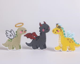 comic dinosaur patch, cute, for kid, iron on patch, embroidered patch, funny patch, cool patch