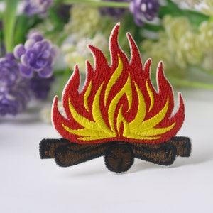 campfire patch, fire patch, iron on patch, embroidered patch, funny patch, cool patch, for vest, for tote bag