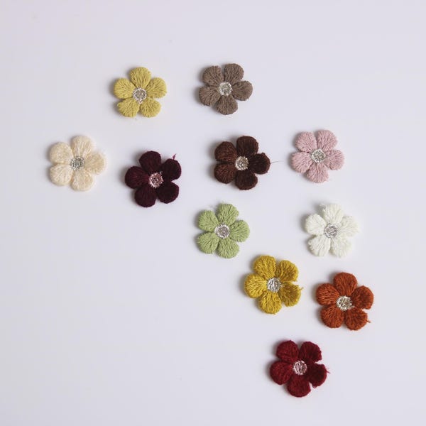 Mini parches de tela con lindas flores diminutas, juego de 11 parches, parche de flores, motivo, aplique, para proyecto de bricolaje, parche para coser,