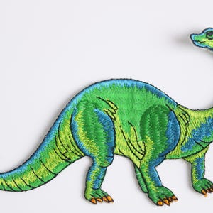 brachiosaurus patch, green, dinosaur patch, iron on patch, embroidered patch, funny patch, cool patch