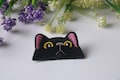 black cat patch, cute, iron on patch, embroidered patch, funny patch, cool patch, for vest, for tote bag