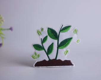 parche de césped, parche de crecimiento, parche de planta, parche termoadhesivo, parche bordado, parche divertido, parche genial