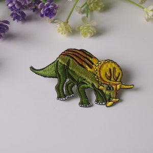 Triceratops patch, dinosaur patch, iron on patch, embroidered patch, funny patch, cool patch, for vest, for tote bag