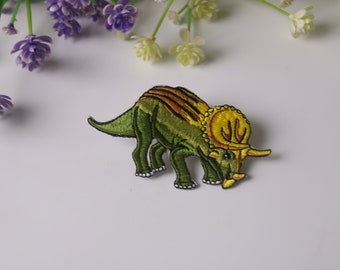 Patch de Triceratops, patch de dinossauro, patch termocolante, patch bordado, patch divertido, patch estiloso, para colete, para sacola de compras