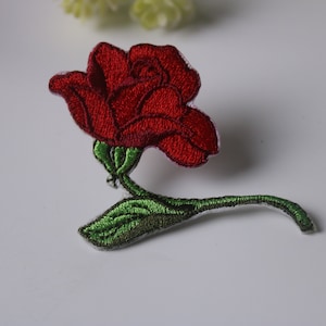 red rose patch, flower patch, iron on patch, embroidered patch, funny patch, cool patch, for vest, for tote bag