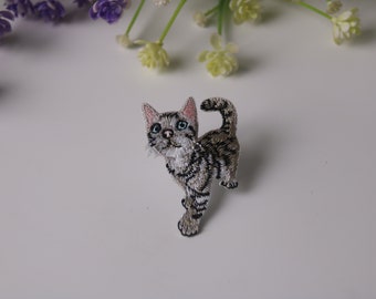 cat patch, kitty patch, iron on patch, embroidered patch, funny patch, cool patch, for vest, for tote bag