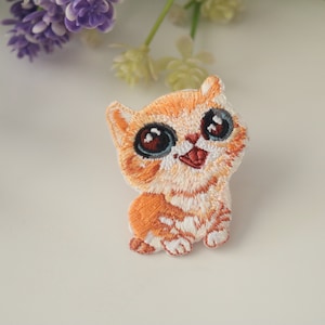 cute kitty patch, cat patch, iron on patch, embroidered patch, funny patch, cool patch, for vest, for tote bag