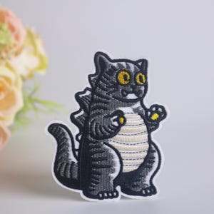 monster cat patch, cool cat patch, iron on patch, embroidered patch, funny patch, cool patch