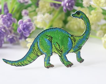 brachiosaurus patch dinosaurus patch, opstrijkbare patch, geborduurde patch, grappige patch, coole patch, voor vest, voor draagtas