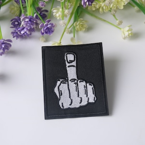 middle finger patch, iron on patch, embroidered patch, funny patch, cool patch, for vest, for tote bag