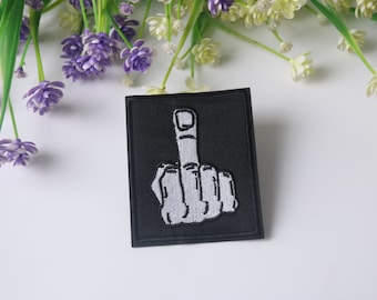 middle finger patch, iron on patch, embroidered patch, funny patch, cool patch, for vest, for tote bag