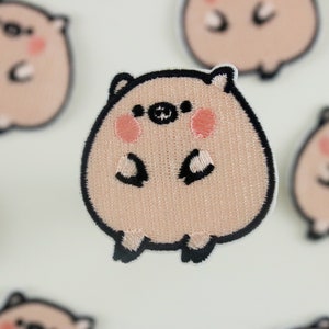 cute pig patch, iron on patch, embroidered patch, funny patch, cool patch