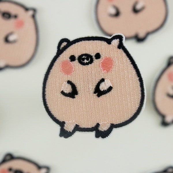 cute pig patch, iron on patch, embroidered patch, funny patch, cool patch