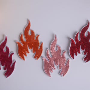 flame patch, fire patch, pink, red, iron on patch, embroidered patch, funny patch, cool patch