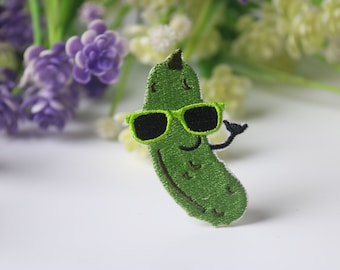 cool cucumber patch, iron on patch, embroidered patch, funny patch, cool patch, for vest, for tote bag