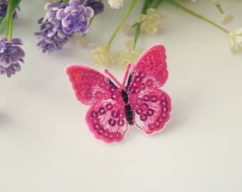 Mini Fuchsia Schmetterling Applikation – 3er Pack, Rosa Pailletten, Zum Aufbügeln!
