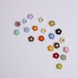 mini cute tiny fabric flowers patches, set of 20 patches,  flower patch, motif, applique, for DIY project, sew on patch,