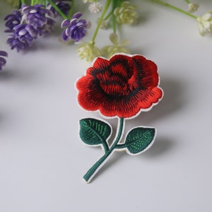 red rose patch, flower patch, iron on patch, embroidered patch, funny patch, cool patch, for vest, for tote bag