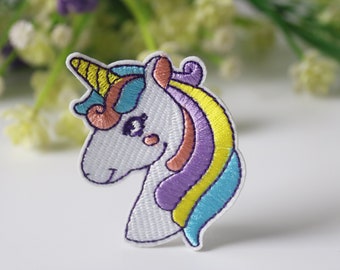 cute unicorn patch, rainbow, iron on patch, embroidered patch, funny patch, cool patch, for vest, for tote bag