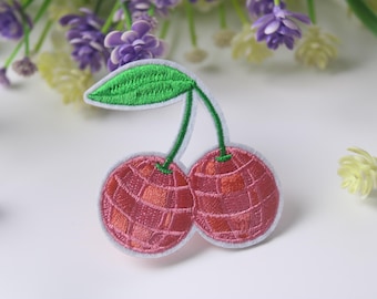 Parche de cereza disco, parche de fruta, parche termoadhesivo, parche bordado, parche divertido, parche genial, para chaleco, para bolso de mano