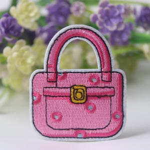pink bag patch, for girl patch, cute, iron on patch, embroidered patch, funny patch, cool patch, for vest, for tote bag