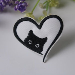 隠れ黒猫パッチ、アイロンパッチ、刺繍パッチ、面白いパッチ、かっこいいパッチ、ベスト用、トートバッグ用