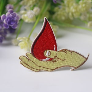 flame on the hand patch, iron on patch, embroidered patch, funny patch, cool patch, for vest, for tote bag